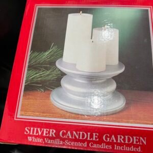 Three piece candle and candle holder